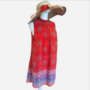 Women's summer midi dress by Speechless. Orange and blue paisley. Size Medium